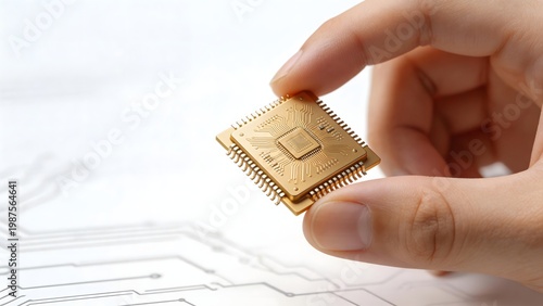 Hand holding a microchip