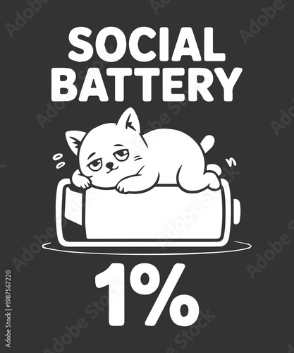Social Battery 1 Percent Funny Introvert Humor T Shirt Design