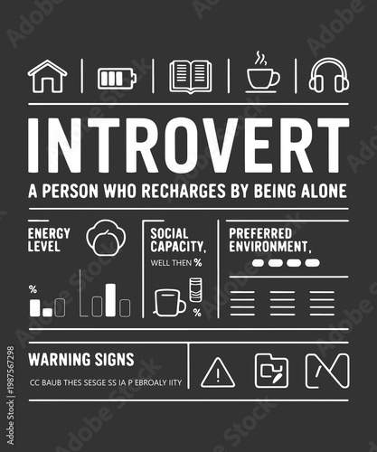 Introvert Energy Level Social Capacity Infographic Style T Shirt Design