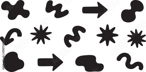 Black vector arrows and shapes a collection of abstract vector graphics for design
