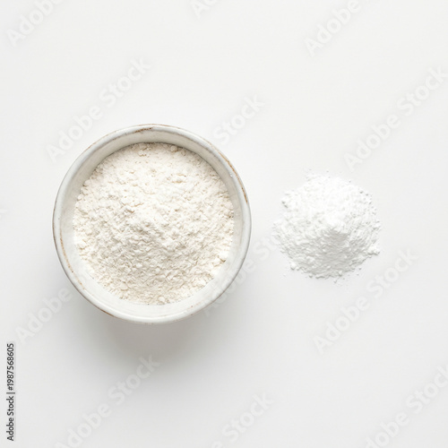Small ceramic bowl of self-raising flour with baking powder