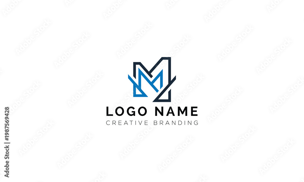 Fototapeta premium Modern line art letter m logo design for creative agency branding with abstract