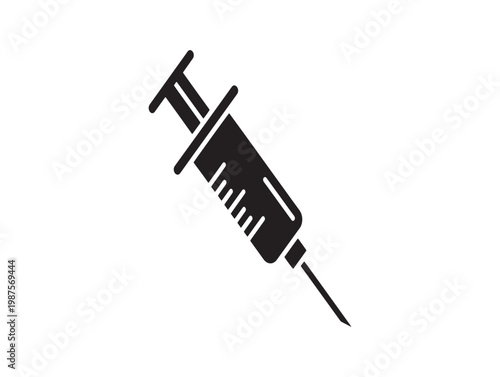 Black syringe icon a medical injection tool representing healthcare and vaccination procedures