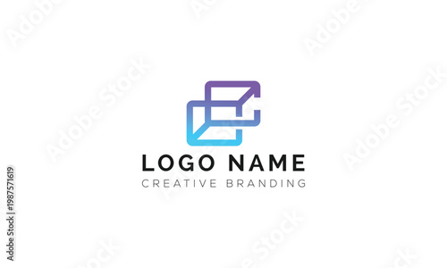 Geometric box shape abstract logo concept with geometric abstract gradient