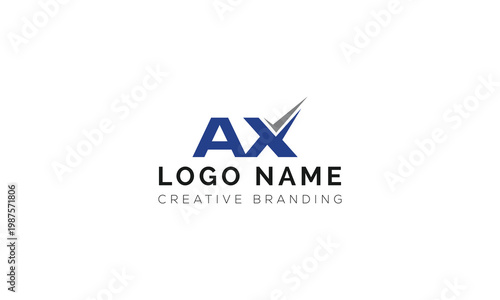 Professional ax lettermark logo with checkmark graphic lettermark checkmark