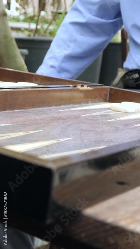 Playing Backgammon in Vertical Format – Dice Rolling and Hands Close-Up 4K