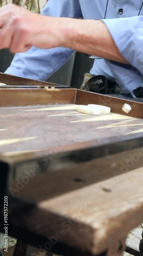 Playing Backgammon in Vertical Format – Dice Rolling and Hands Close-Up 4K