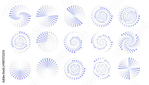 Modern PNG spiral circle composition with dotted texture and glowing radial effects. Vector frame for branding identity, posters, and UI projects.