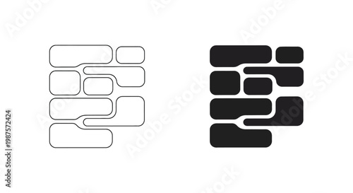 Abstract geometric shapes presented in dual black and white variations