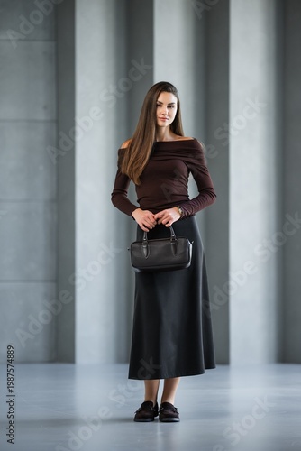 Wallpaper Mural Friendly Confident Shopper. Smiling Caucasian Woman Radiates Style And Approachable Confidence Indoors Torontodigital.ca