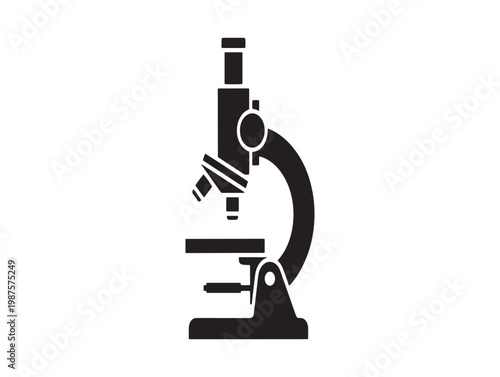 Simple black microscope icon a visual representation of scientific study and discovery