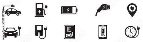 Car charging point icon. Electric plug symbol. Electricity sign. Electric car icon.