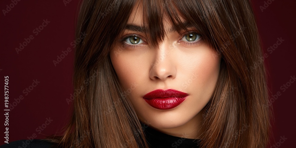 Fototapeta premium Beautiful Russian woman with long straight brown hair and striking green eyes