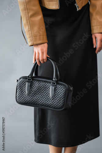 Wallpaper Mural Caucasian Woman Shopper Holding Handbag By Side, Cropped Lowerbody Shot Showing Skirt, Shoes And Bag Torontodigital.ca