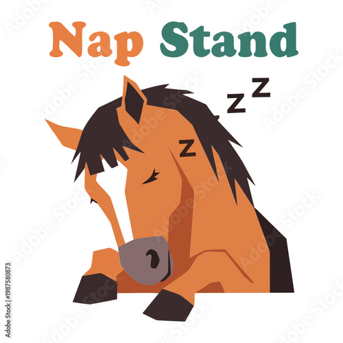 Horse Taking a Nap sleeping cartoon orange