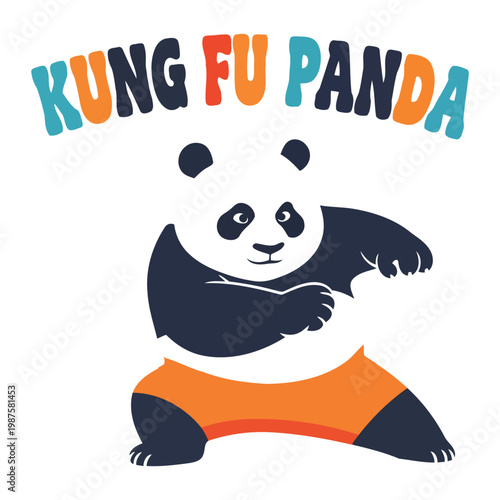 Kung Fu Panda Character bear cartoon orange shorts