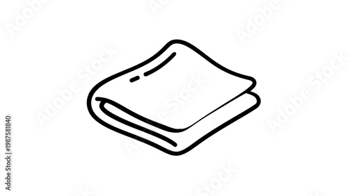 Folded Baby Blanket or Cloth Diaper Vector Icon, Minialist Line Art Illustratio for Nursery Essentials, Salable Flat Design for Bab Care Branding and GraphicResources