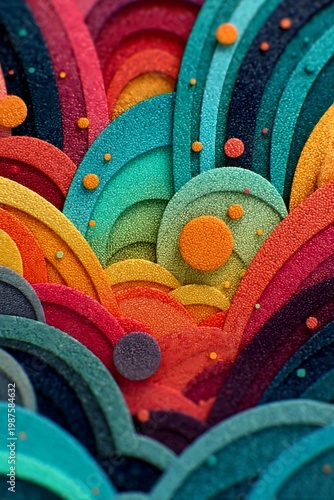 Abstract colorful background, with wave-like design made of vibrant hues and textures, evoke a sense of playfulness and modern art.