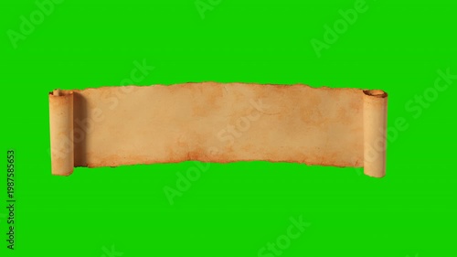 Vintage blank parchment scroll with torn edges on a white background. Ancient parchment scroll banner. Three types of luma matte