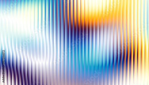 Futuristic glowing fractal glass with vertical ribbed lines illuminated by flowing curve of light. Bold dynamic design for visual projects