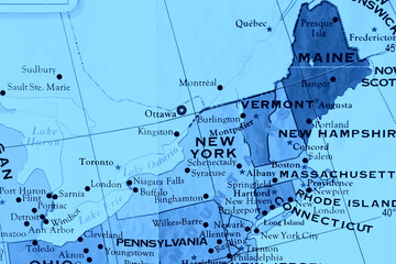 USA State Maps Blue Tint