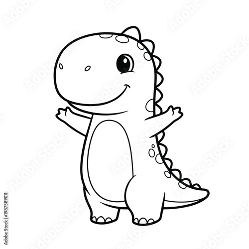 Cute Dinosaur Cartoon Standing with Arms Open