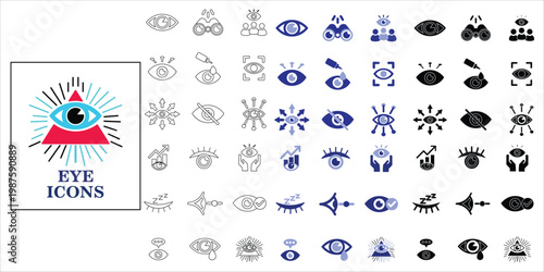 eye icons set. see, eye, vision, focus, visible, drop,cry  and more. simple complete vector illustration
