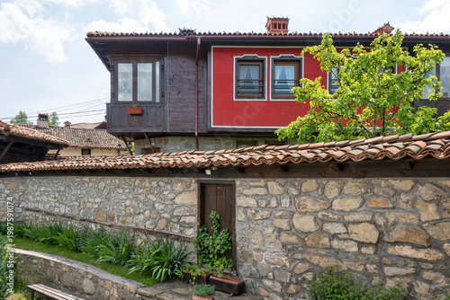 Street and old houses at historical town of Koprivshtitsa, Bulgaria