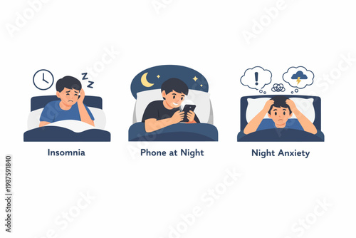 Young asian male experiences insomnia, phone use, and night anxiety