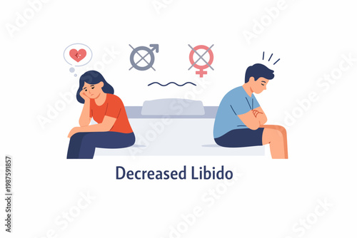 Decreased libido in young caucasian couple experiencing relationship challenges