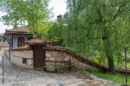 Street and old houses at historical town of Koprivshtitsa, Bulgaria