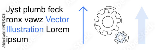 Business growth, innovation, process optimization, technology, workflow efficiency, strategy making. Minimal design with gears and arrow accompanied by placeholder text. Process optimization