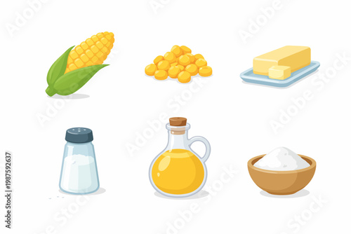 Cornbread ingredients: corn, butter, oil, salt, cornmeal