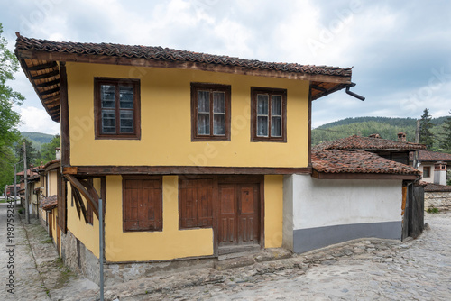Street and old houses at historical town of Koprivshtitsa, Bulgaria