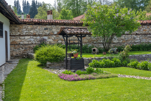 Street and old houses at historical town of Koprivshtitsa, Bulgaria