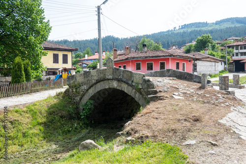 Street and old houses at historical town of Koprivshtitsa, Bulgaria