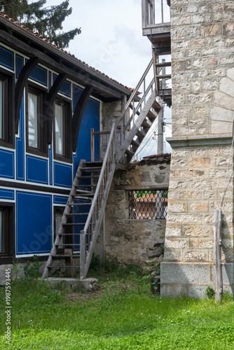Street and old houses at historical town of Koprivshtitsa, Bulgaria