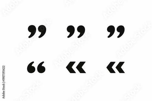 Different styles of quotation marks: straight, curly, and angular variations