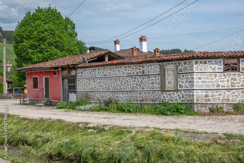 Street and old houses at historical town of Koprivshtitsa, Bulgaria