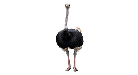 Realistic Ostrich Bird Full Body Isolated on White Background for Wildlife Photography, Exotic Animal Study, Zoo Animal, African Wildlife, Large Flightless Bird, Nature Illustration