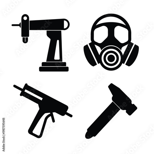 Construction and Industrial Safety Equipment Icon Set