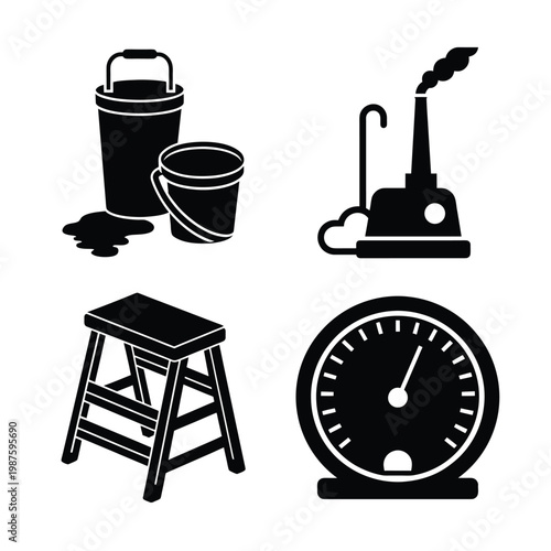 Cleaning Equipment and Maintenance Tool Icons