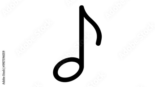 Minimalist black line eighth note vector icon illustration. Clean flat design for music notation, melody, song, and sound. Scalable AI-generated graphic resource for digital and print media.