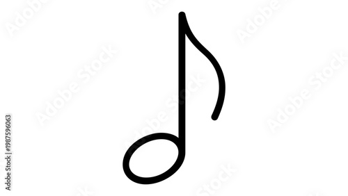 Minimalist black line eighth note musical icon vector illustration. Simple music notation symbol for sound, melody, and audio design projects. Scalable AI-generated flat graphic on white background