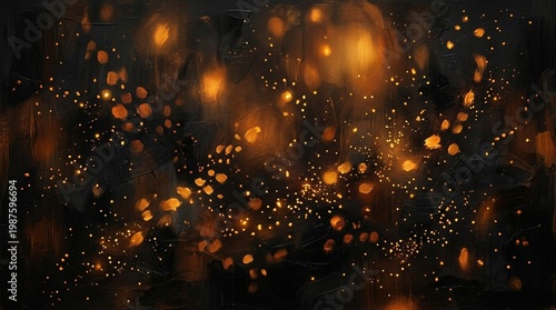 Abstract Glowing Embers Dark Painted Sparks Concept Background
