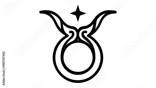 Taurus Zodiac Sign Vector Icon, Minimalist Bull Astrology Symbol Illustration, Celestial Horoscope Graphic, AI-Generated Flat Line Art for Esoteric and Spiritual Design Projects