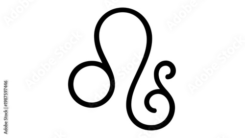 Leo Zodiac Sign Vector Icon Illustration. Minimalist Black Line Art Astrological Symbol for Horoscope, Astrology, and Mystical Designs. Scalable Flat Graphic Resource for Web and Print Media.