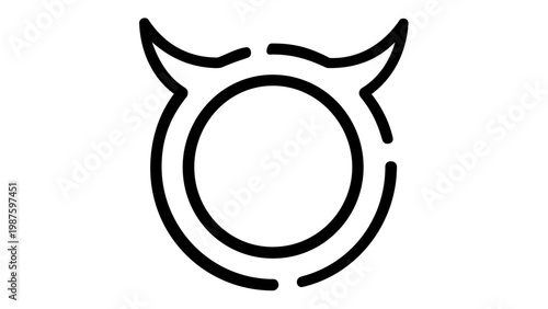 Taurus Zodiac Sign Vector Icon Illustration, Minimalist Black Line Art Symbol of the Bull for Astrology, Horoscope, and Celestial Design, Scalable Flat Graphic Element, AI-generated Art.