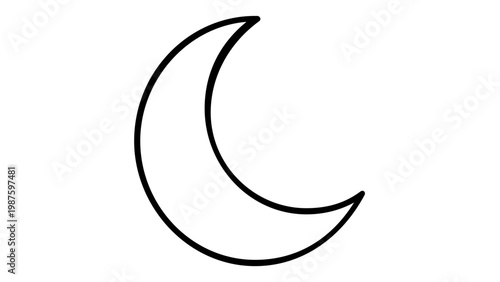 Minimalist Crescent Moon Line Vector Icon Illustration, Simple Black Outline of a Waxing or Waning Moon Symbol for Zodiac, Astrology, Night Sky, and Celestial Design Projects, AI-Generated.