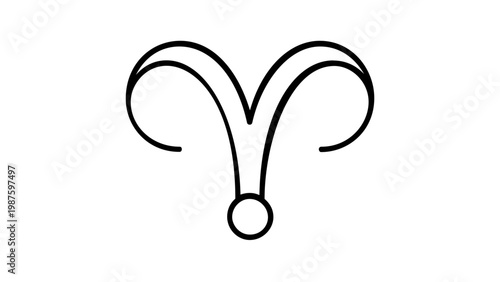 Aries Zodiac Sign Line Icon Vector Illustration, Minimalist Ram Horns Astrology Symbol for Horoscope and Celestial Designs, Scalable Flat Graphic Element Isolated on White Background, AI-generated.